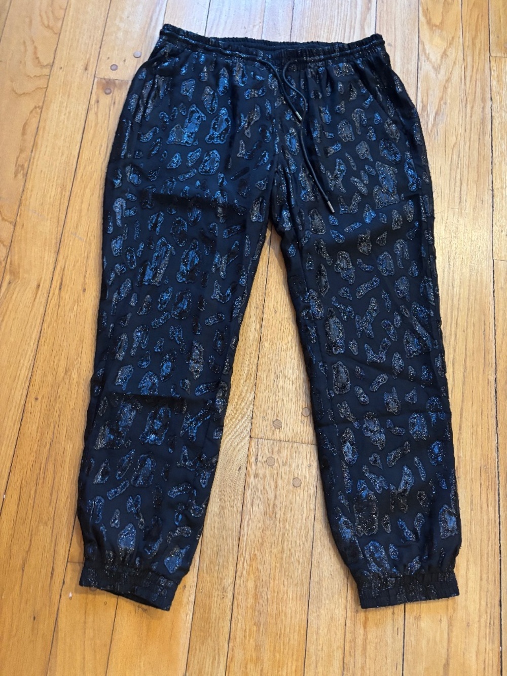 Zara party shiny black leopard joggers
